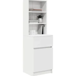 vidaXL Mesilla de noche de madera de ingeniería blanca 39x35x125 cm Blanco Best