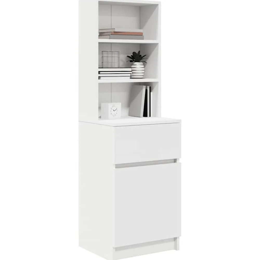 vidaXL Mesilla de noche de madera de ingeniería blanca 39x35x125 cm Blanco Best