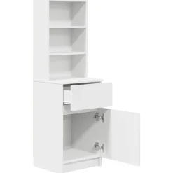 vidaXL Mesilla de noche de madera de ingeniería blanca 39x35x125 cm Blanco Best