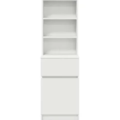 vidaXL Mesilla de noche de madera de ingeniería blanca 39x35x125 cm Blanco Best