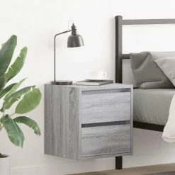 vidaXL Mesilla de noche de pared 38x34x40 cm Gris sonoma Best