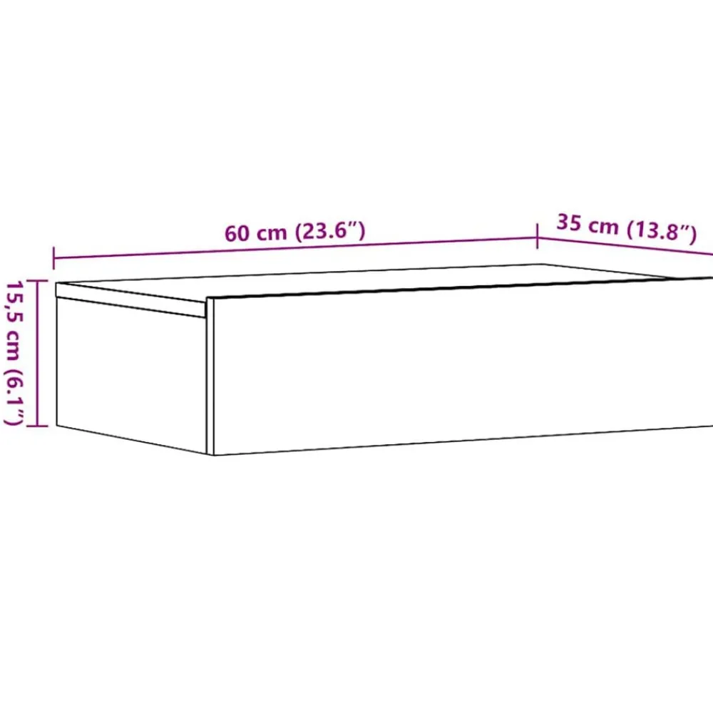 vidaXL Mesas-Mesilla de noche de 60x35cm madera de ingeniería