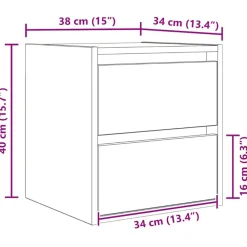 vidaXL Mesas-Mesilla de noche de pared 38x34x40 cm