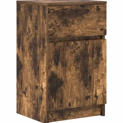 vidaXL Mesilla de noche 39x35x65 cm madera de ingeniería Roble ahumado Online