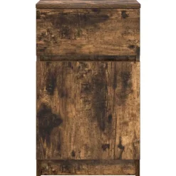 vidaXL Mesilla de noche 39x35x65 cm madera de ingeniería Roble ahumado Online