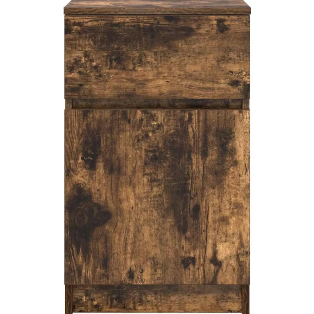 vidaXL Mesilla de noche 39x35x65 cm madera de ingeniería Roble ahumado Online