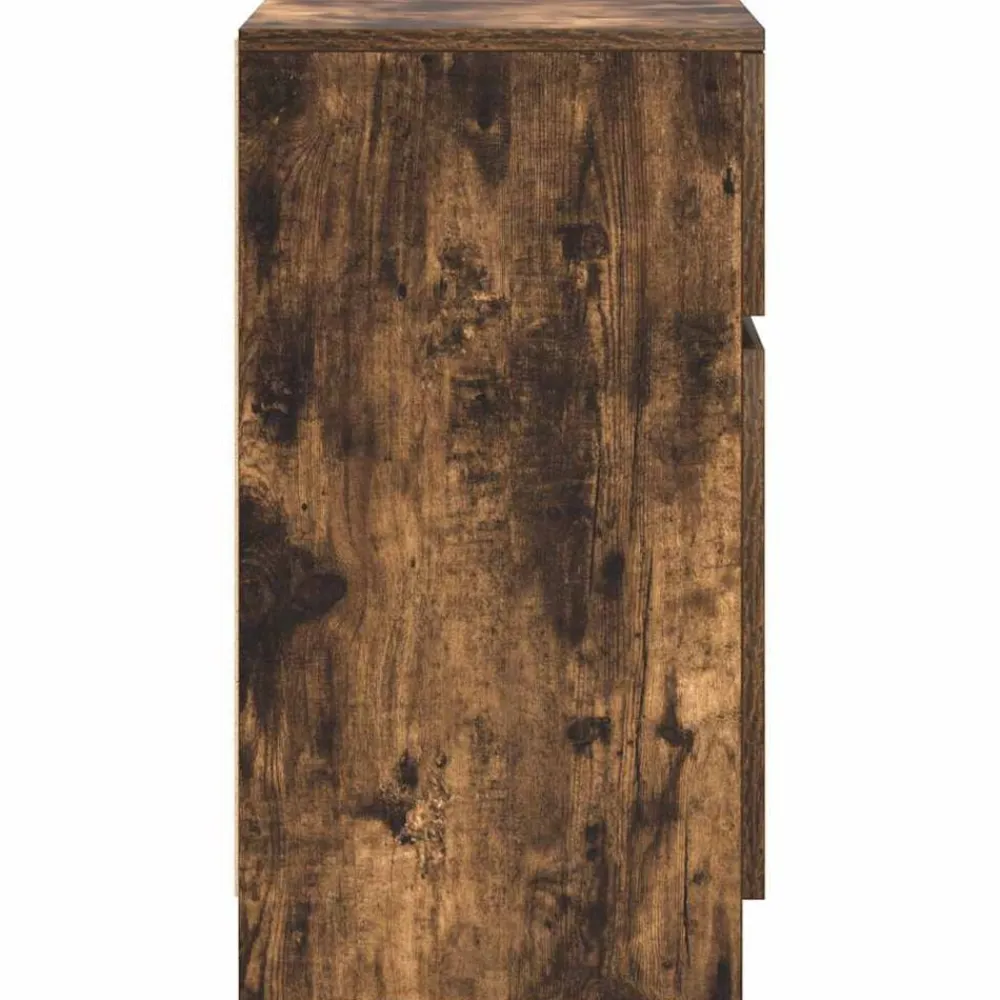 vidaXL Mesilla de noche 39x35x65 cm madera de ingeniería Roble ahumado Online