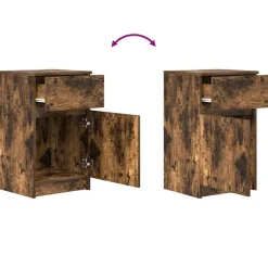 vidaXL Mesilla de noche 39x35x65 cm madera de ingeniería Roble ahumado Online