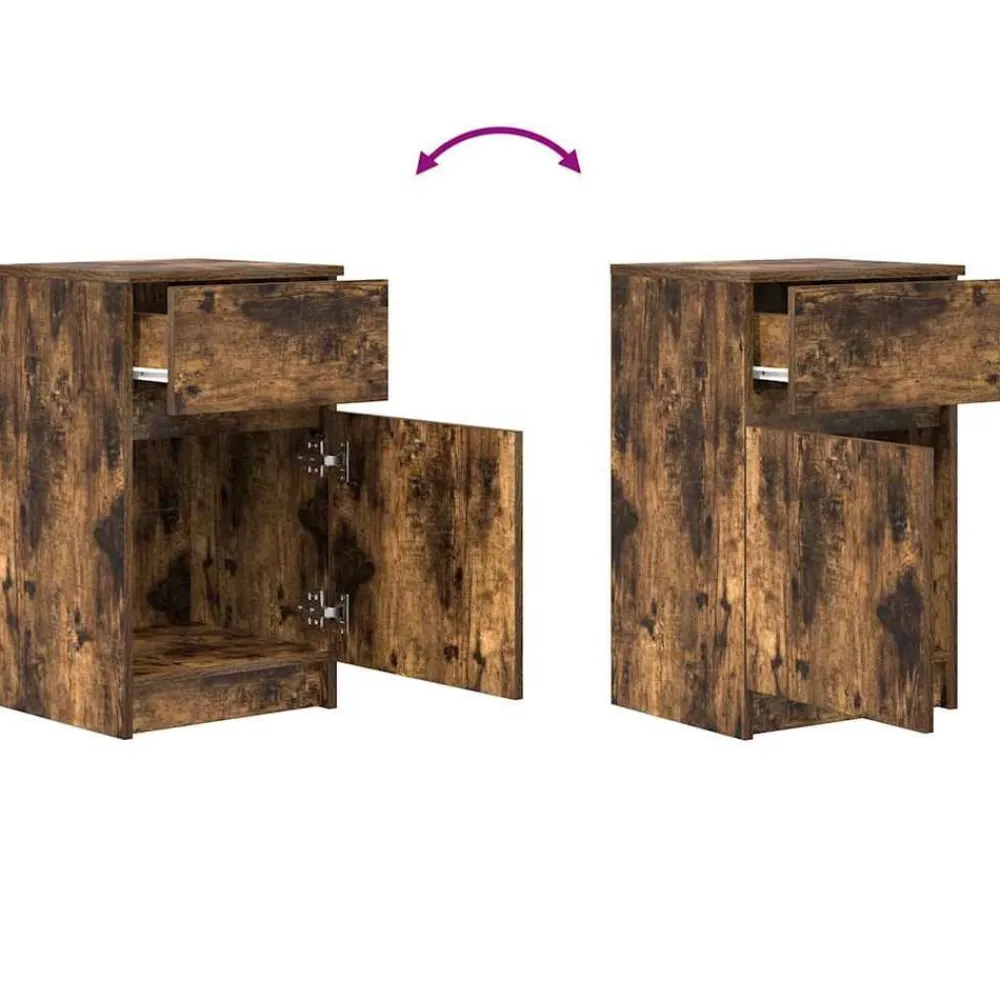 vidaXL Mesilla de noche 39x35x65 cm madera de ingeniería Roble ahumado Online