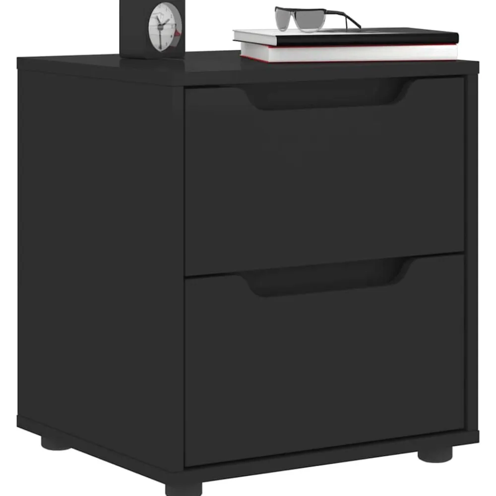 vidaXL Mesilla de noche VISNES negra 45x40x50 cm madera de ingeniería Negro Clearance