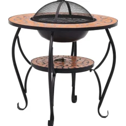 vidaXL Chimeneas-Mesita con brasero de mosaico cerámica 68 cm