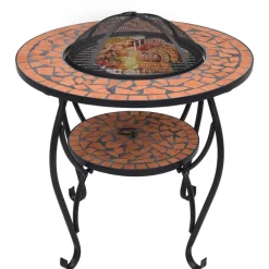 vidaXL Chimeneas-Mesita con brasero de mosaico cerámica 68 cm