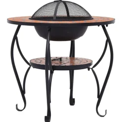 vidaXL Chimeneas-Mesita con brasero de mosaico cerámica 68 cm
