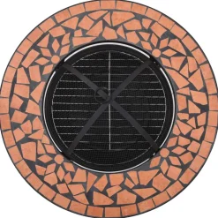 vidaXL Chimeneas-Mesita con brasero de mosaico cerámica 68 cm
