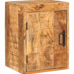vidaXL Mesas-Mesita de Noche 2 pcs Marrón Madera de mango maciza