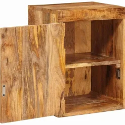 vidaXL Mesas-Mesita de Noche 2 pcs Marrón Madera de mango maciza