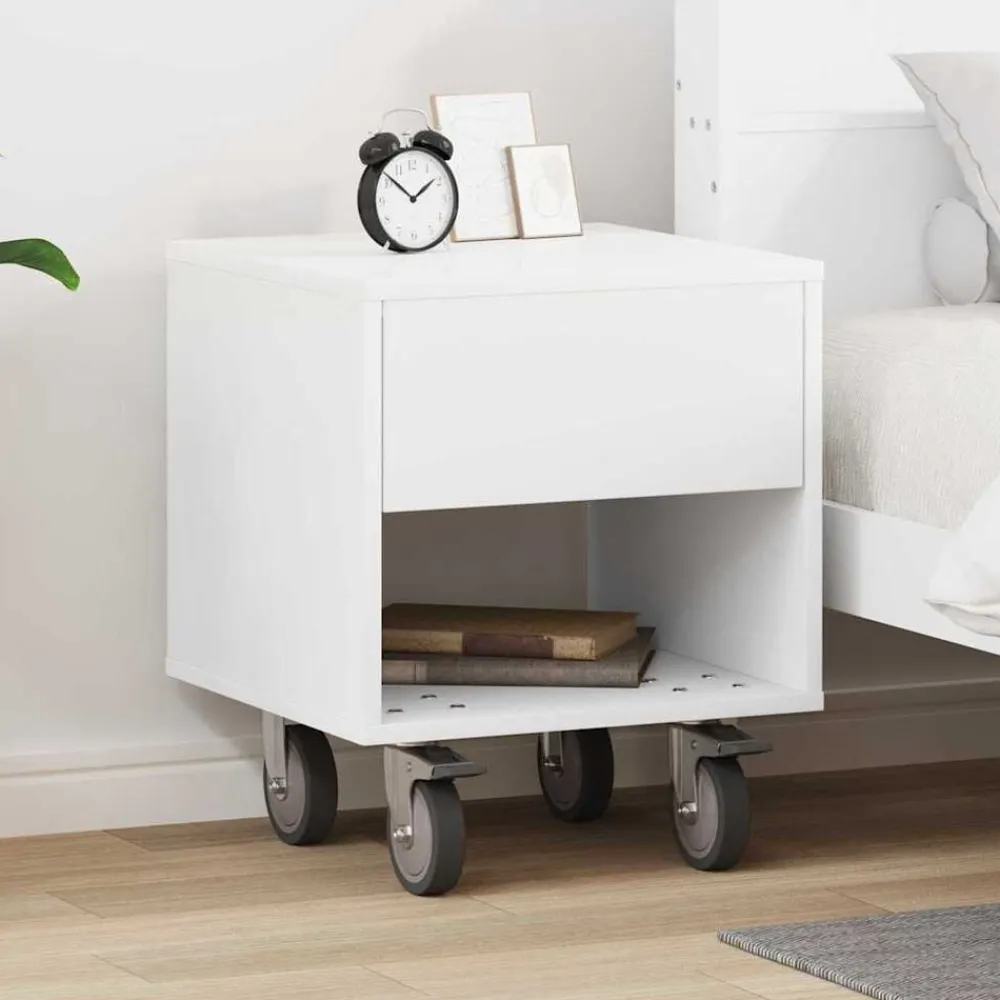 vidaXL Mesita de Noche 40,5 x 40 x 48 cm Madera de ingeniería White Online