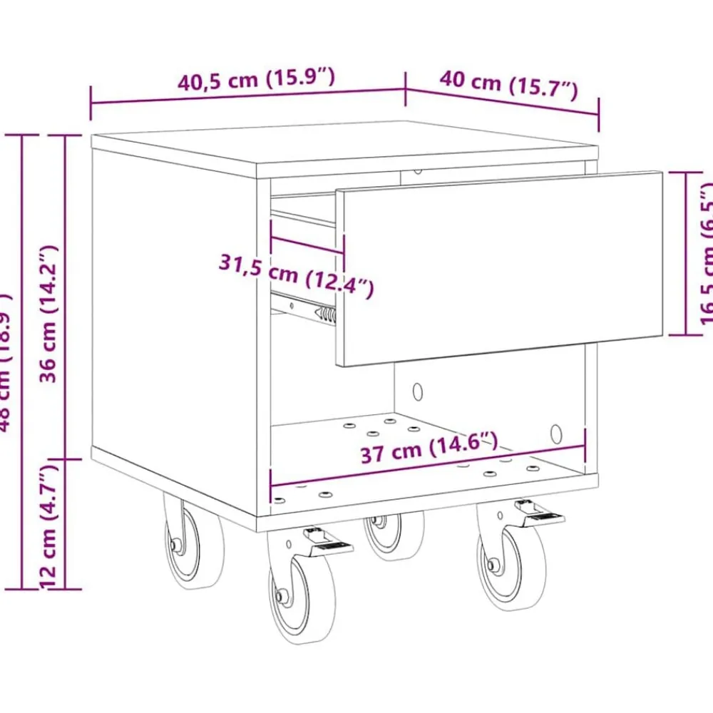 vidaXL Mesita de Noche 40,5 x 40 x 48 cm Madera de ingeniería White Online