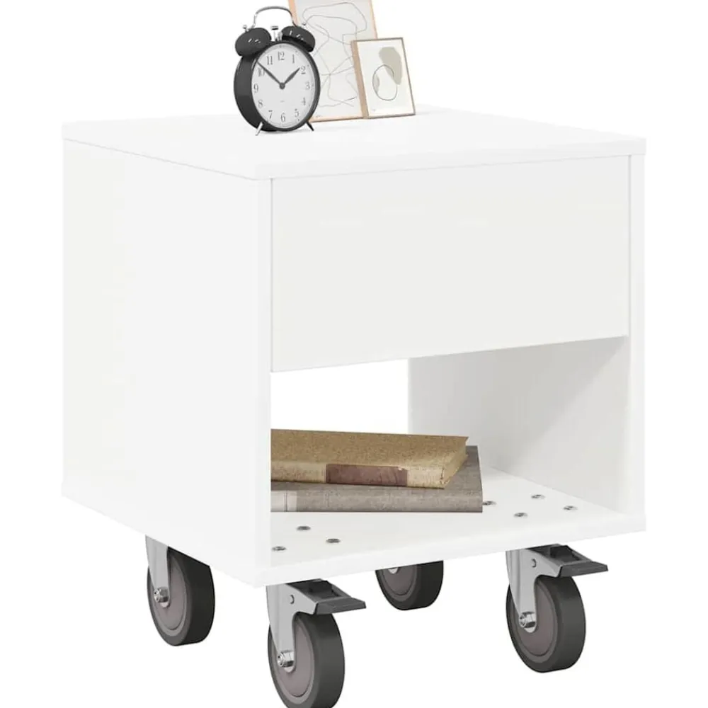 vidaXL Mesita de Noche 40,5 x 40 x 48 cm Madera de ingeniería White Online