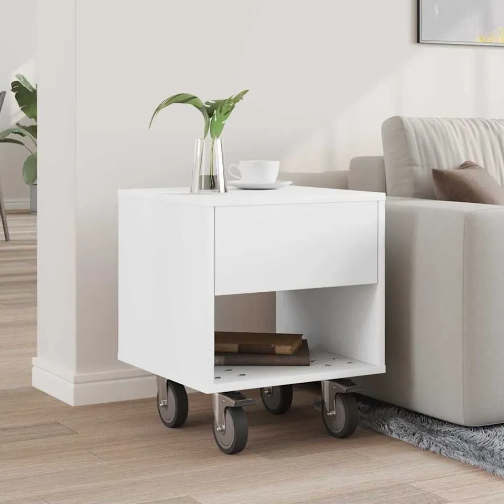 vidaXL Mesita de Noche 40,5 x 40 x 48 cm Madera de ingeniería White Online