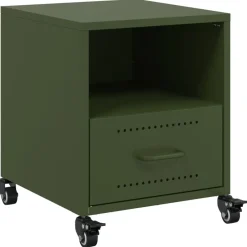 vidaXL Mesas-Mesita de noche acero oliva 36x39x43,5 cm