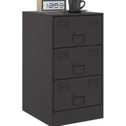 vidaXL Mesita de noche acero negra 34,5x39x62 cm Negro Discount