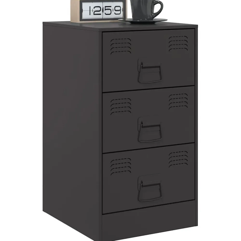 vidaXL Mesita de noche acero negra 34,5x39x62 cm Negro Discount