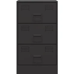 vidaXL Mesita de noche acero negra 34,5x39x62 cm Negro Discount