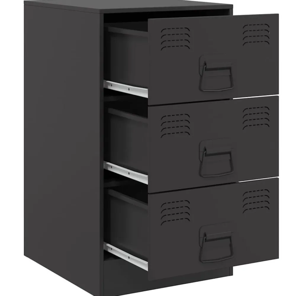 vidaXL Mesita de noche acero negra 34,5x39x62 cm Negro Discount