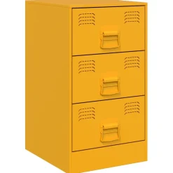 vidaXL Mesita de noche acero 34,5x39x62 cm Amarillo mostaza Sale