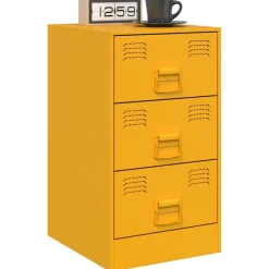 vidaXL Mesita de noche acero 34,5x39x62 cm Amarillo mostaza Sale