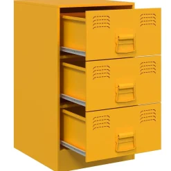 vidaXL Mesita de noche acero 34,5x39x62 cm Amarillo mostaza Sale