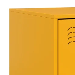 vidaXL Mesita de noche acero 34,5x39x62 cm Amarillo mostaza Sale