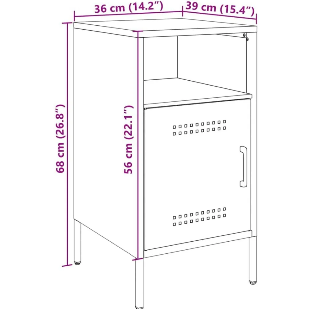 vidaXL Mesita de noche acero gris 36x39x68 cm Antracita Discount