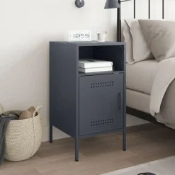 vidaXL Mesita de noche acero gris 36x39x68 cm Antracita Discount