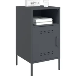 vidaXL Mesita de noche acero gris 36x39x68 cm Antracita Discount
