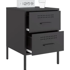 vidaXL Mesita de noche acero 36x39x50,5 cm Negro Online