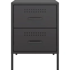 vidaXL Mesita de noche acero 36x39x50,5 cm Negro Online