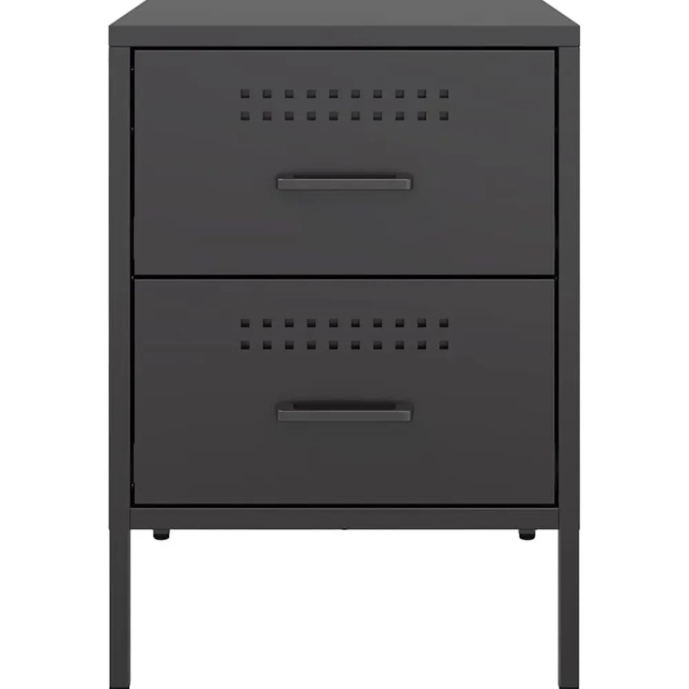 vidaXL Mesita de noche acero 36x39x50,5 cm Negro Online