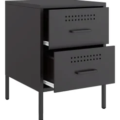 vidaXL Mesita de noche acero 36x39x50,5 cm Negro Online
