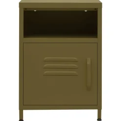 vidaXL Mesita de noche acero 35x35x51 cm Verde oliva