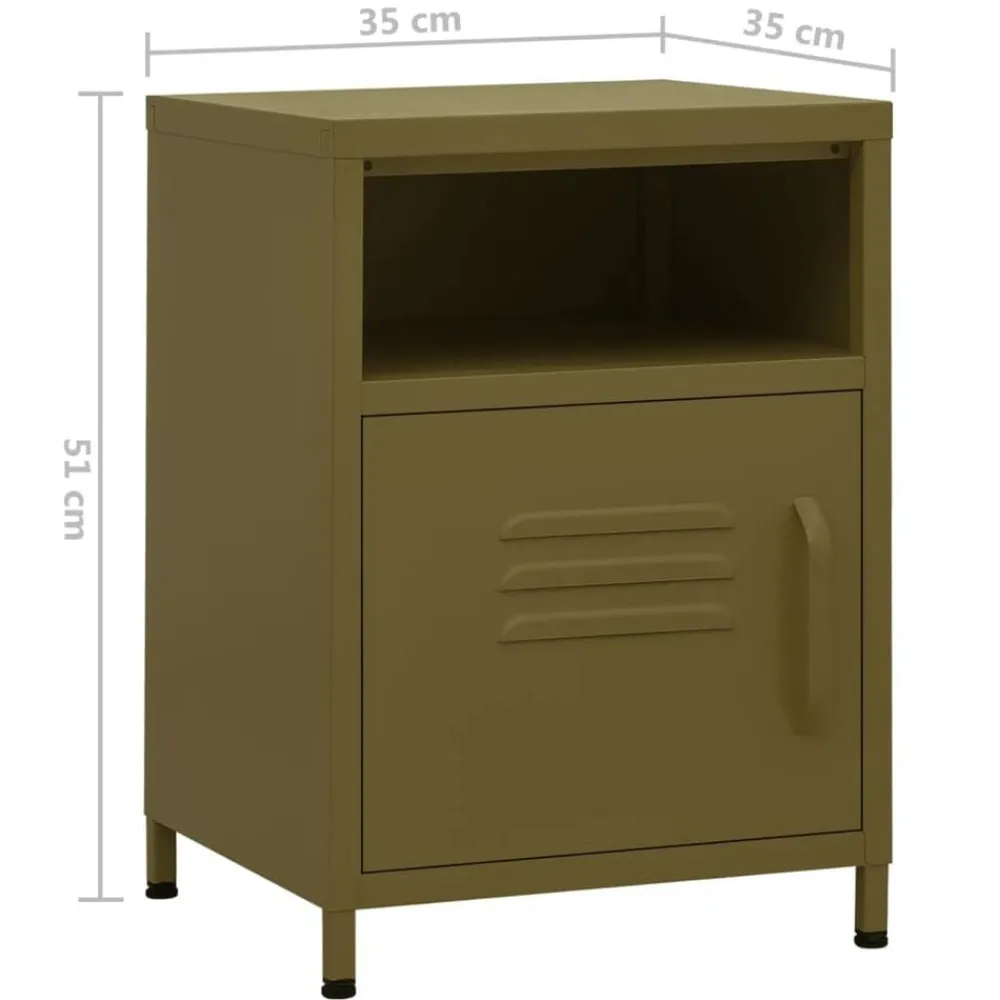 vidaXL Mesita de noche acero 35x35x51 cm Verde oliva