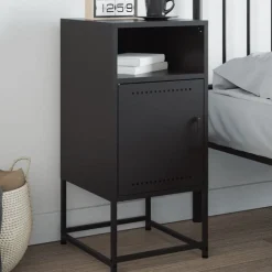 vidaXL Mesita de noche acero negra 36x39x78 cm Negro Sale