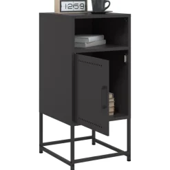 vidaXL Mesita de noche acero negra 36x39x78 cm Negro Sale