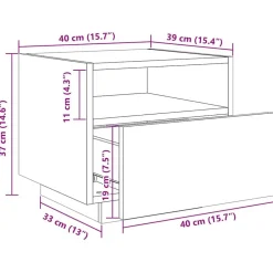 vidaXL Mesita de noche con luces LED 40x39x37 cm Roble Sonoma