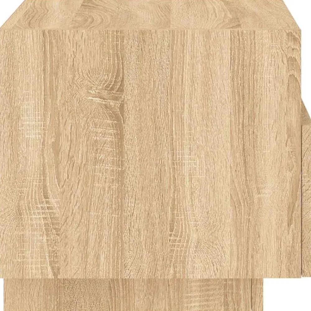 vidaXL Mesita de noche con luces LED 40x39x37 cm Roble Sonoma