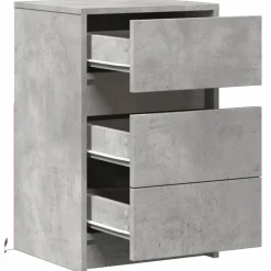 vidaXL Mesita de noche con luces LED madera ingeniería gris hormigón Gris hormigón Hot