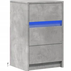 vidaXL Mesita de noche con luces LED madera ingeniería gris hormigón Gris hormigón Hot