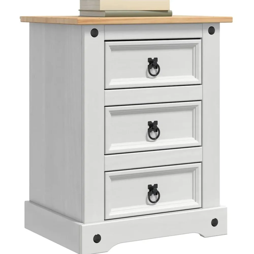 vidaXL Mesita de Noche Corona 53 x 39 x 66 cm Madera de pino macizo Clearance
