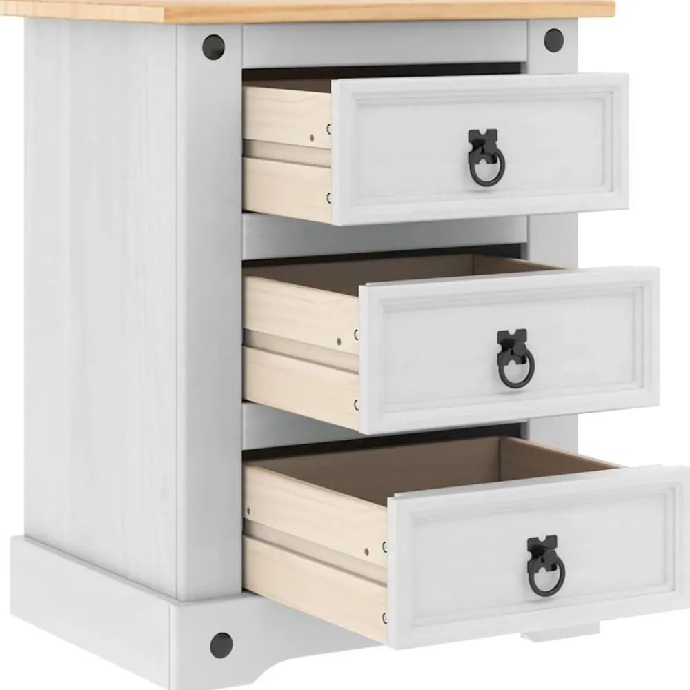 vidaXL Mesita de Noche Corona 53 x 39 x 66 cm Madera de pino macizo Clearance